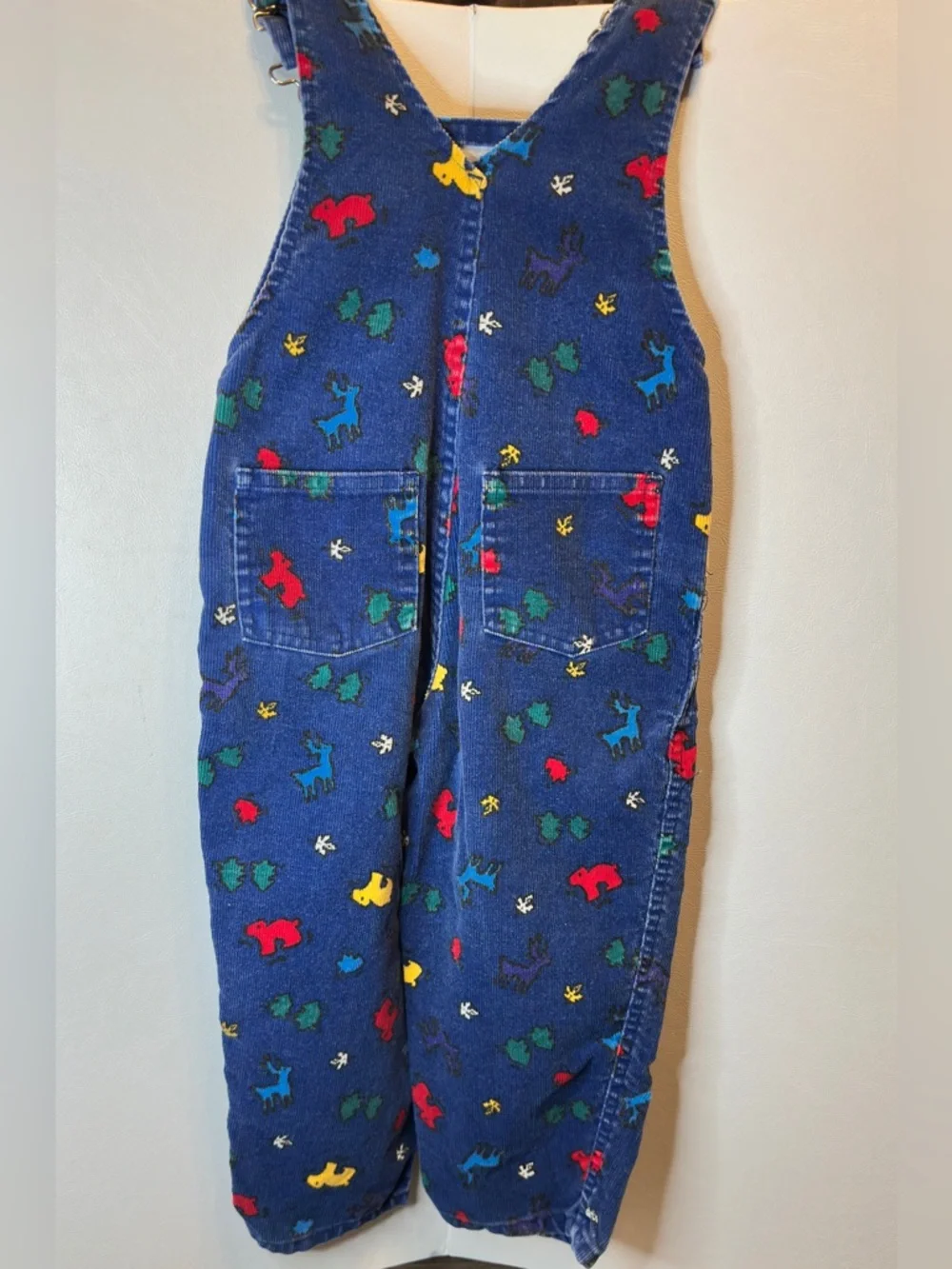 Carter's Vintage Y2K Colorful Corduroy Overalls All Over Print Forest Themed 2T